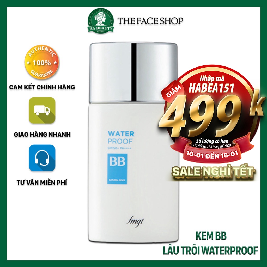 Kem nền che khuyết điểm trang điểm đa năng lâu trôi chống nắng SPF50+PA+++ WaterProof BB The Face Shop 50ml