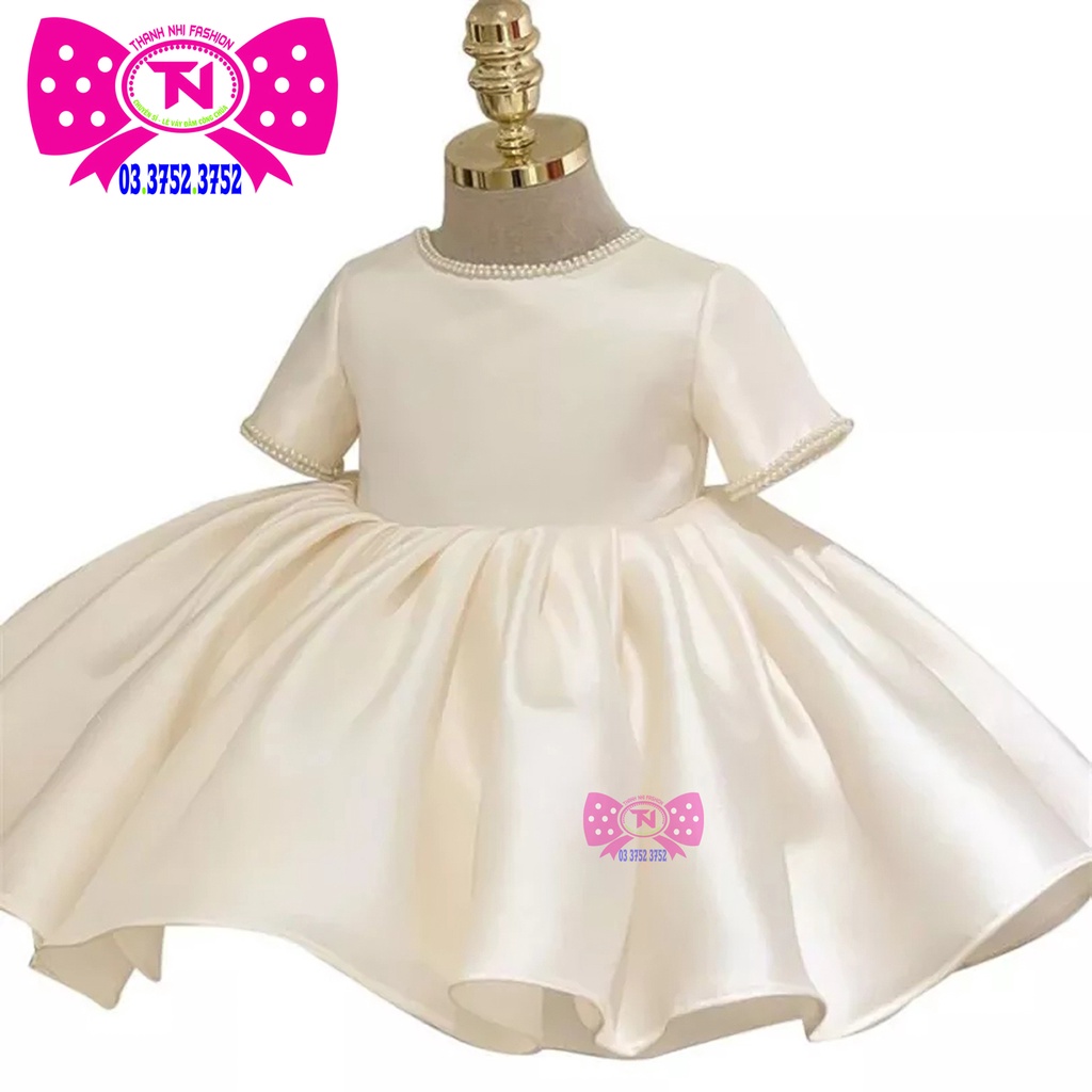 Váy Bé Gái Đính hạt Tay và Cổ dễ thương hot trend - Váy Công Chúa hàng Thiết Kế Cao Cấp Thanh Nhi Fashion TN233006