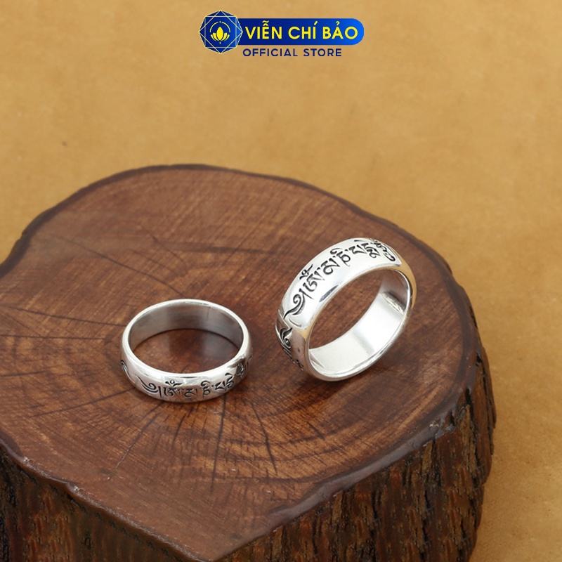 Nhẫn bạc nam Lục Tự Đại Minh Chân Ngôn bản trơn nhiều size chất liệu bạc Thái S925 thương hiệu Viễn Chí Bảo N100015