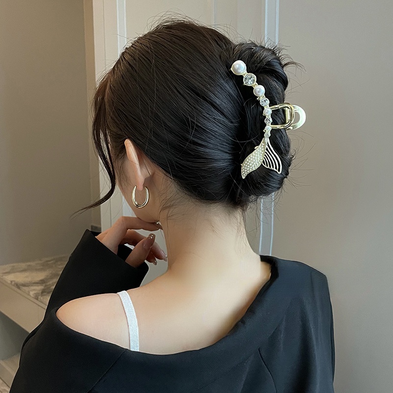 Kẹp TóC HìNh Chú Cua ĐíNh NgọC Trai Giả ThờI Trang Cho Nữ