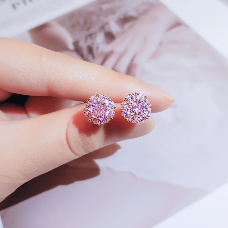 [Jiudolan] Khuyên Tai Kim Bạc Đính Đá Zircon Nhiều Màu Sắc Tinh Tế Thanh Lịch