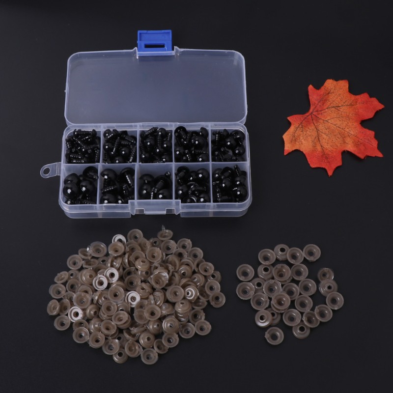 Hộp 160 Tròng Mắt Nhựa An Toàn 6-12mm Cho Búp Bê / Thú Nhồi Bông