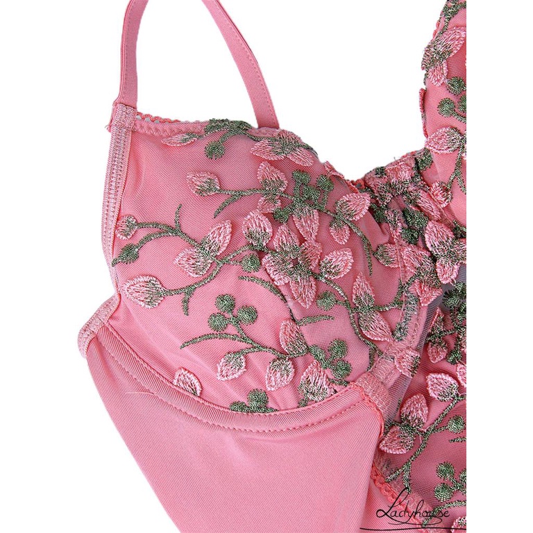 Ldd-Váy body Hai Dây Rút Dây Họa Tiết Hoa Xuyên Thấu Gợi Cảm Cho Nữ