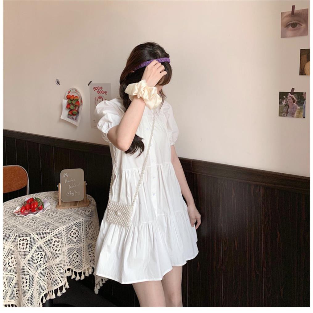 Đầm Babydoll Váy Trắng sơ mi  ulzzang công chúa đi biển dài xếp ly suông đẹp nữ dài qua gối thiết kế đuôi cá Kozoda  ྇ ྇