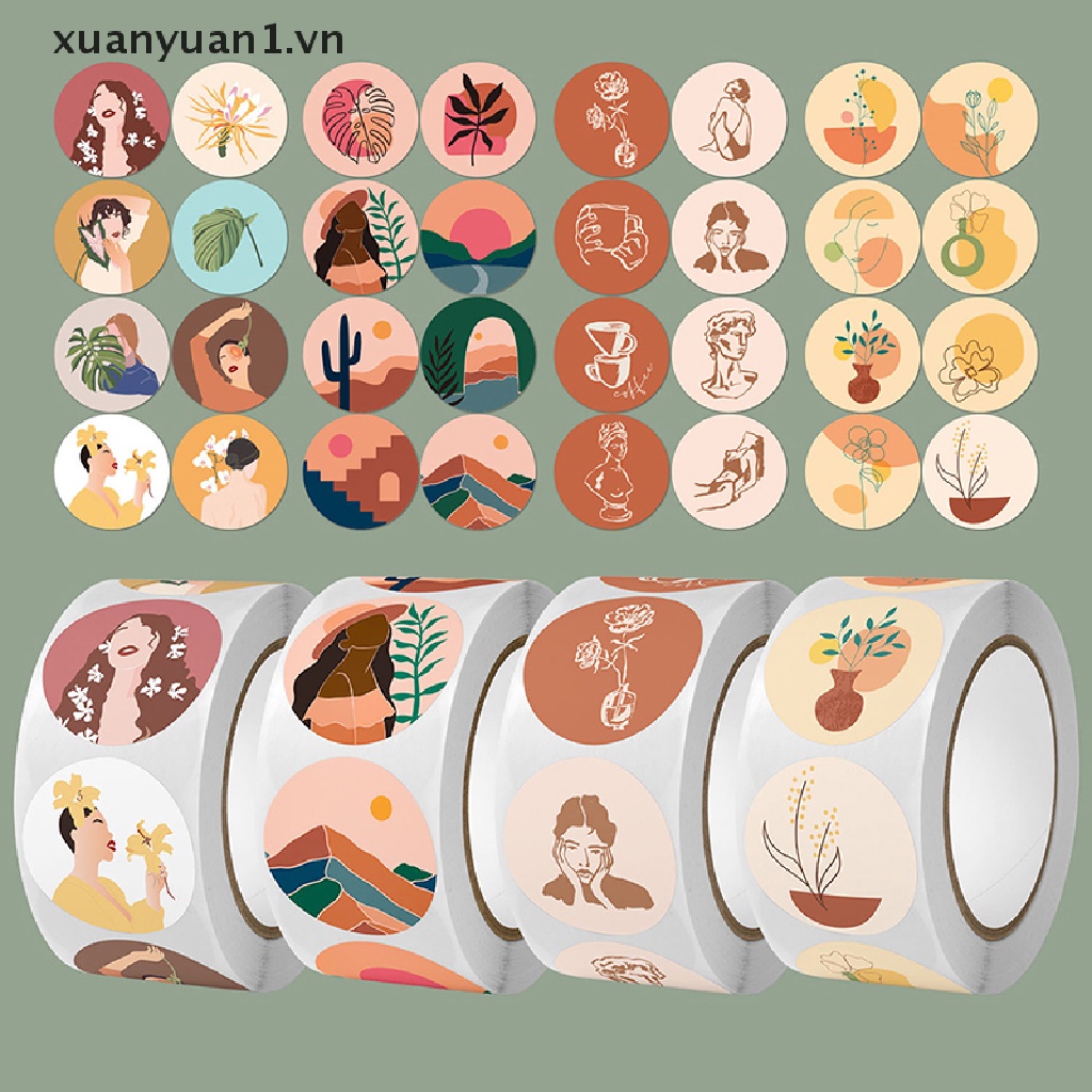 Cuộn 500 Miếng Dán Hình Tròn In Chữ Thank You Nhiều Màu Sắc Dùng Trang Trí Đồ Thủ Công