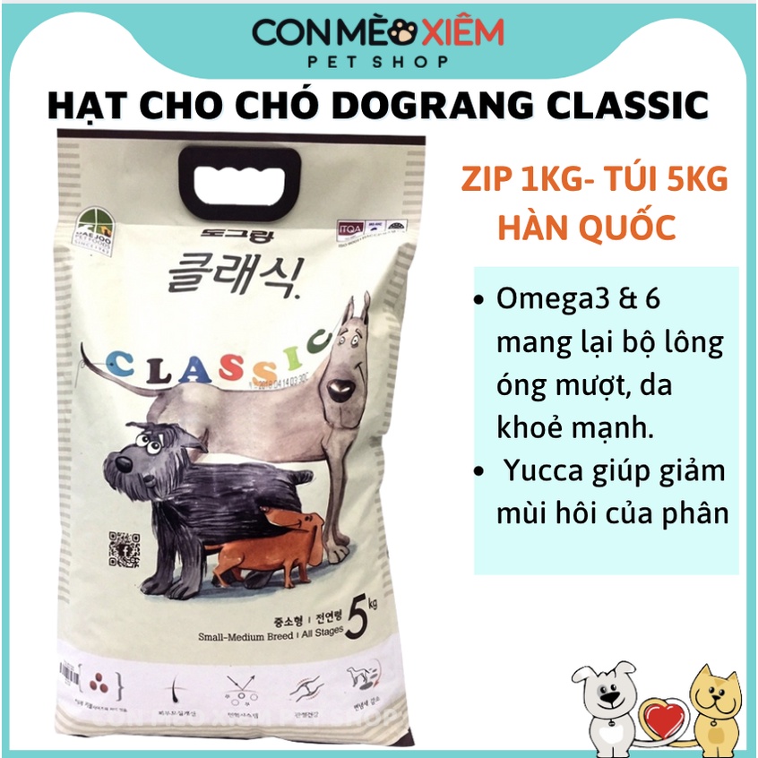 Hạt cho chó Dograng dog classic 1kg 5kg thức ăn cho chó Hàn Quốc lớn cún nhỏ Con Mèo Xiêm