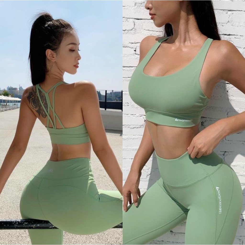 Đồ tập Yoga Gym đan dây cao cấp Naqui Quảng Châu tập gym, yoga, thể thao sẵn mút xịn