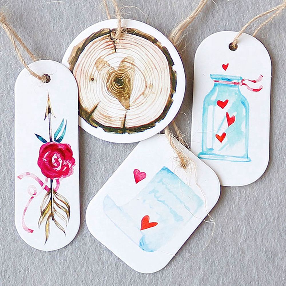 Bộ thẻ làm tag nhãn YIYU bằng giấy thủ công treo gói quà trang trí đám cưới lễ tình nhân DIY