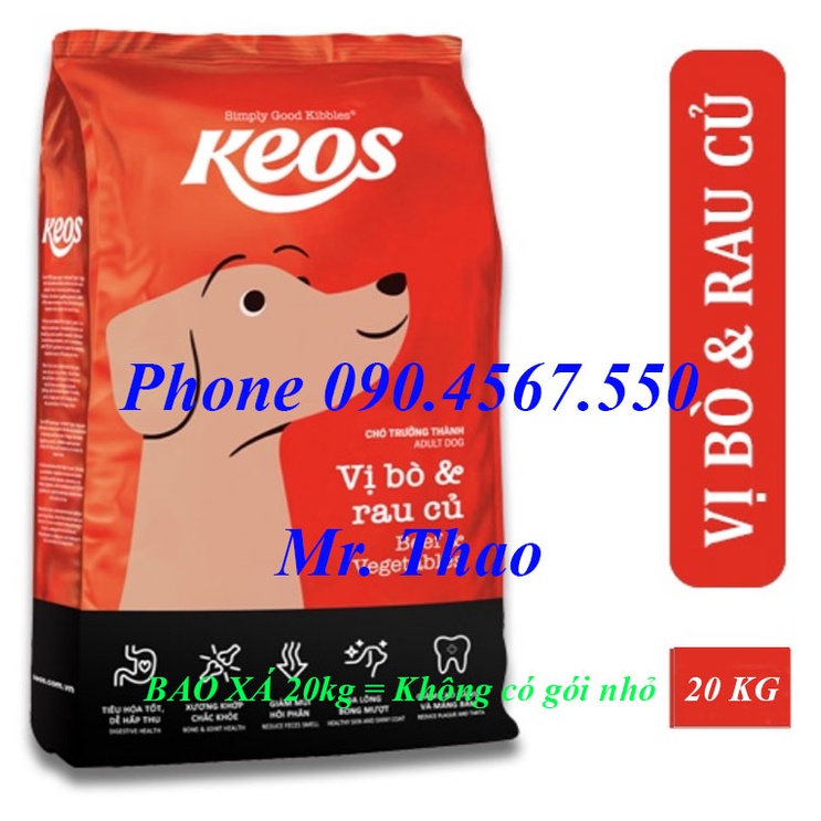 [20KG] Thức ăn Keos vị Bò &amp; Rau củ dành cho chó trưởng thành - KEOS DOG ADULT BEEF AND VEGETABLE