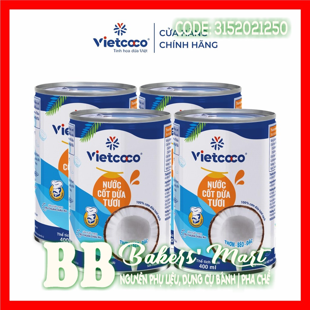 Nước cốt dừa VIETCOCO Xanh - Lon 400ml (BAO BÌ MỚI 06/2021)