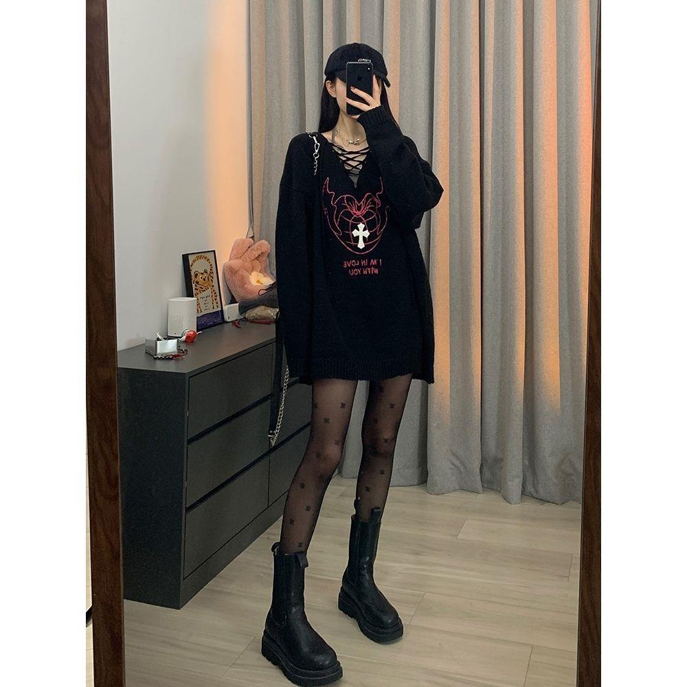 Áo Sweater Dệt Kim Cổ Chữ V Phong Cách Retro Hong Kong Thời Trang Mùa Xuân Hàng Mới 2022