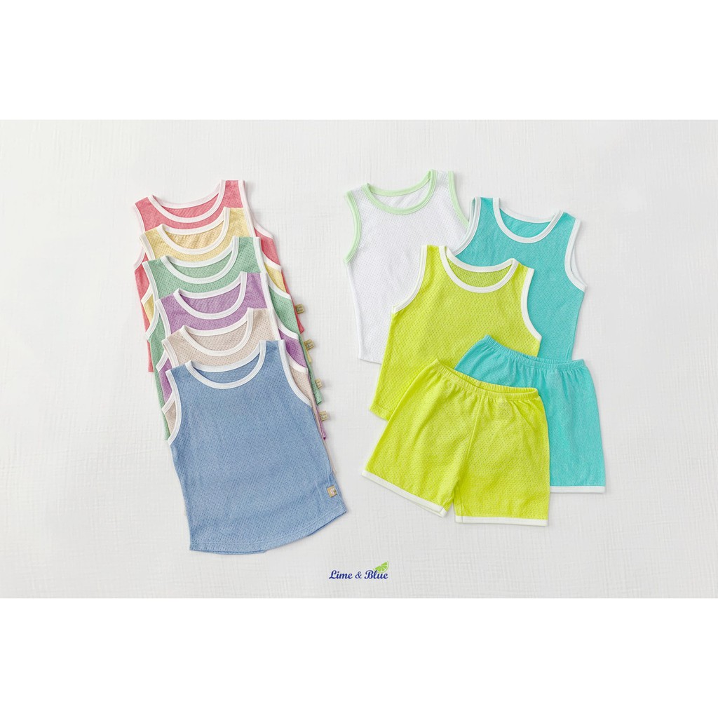 Bộ Ba lỗ Posong cho bé quần áo trẻ em Hàn Quốc Cao Cấp Lime & Blue