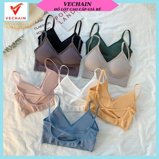 Áo bra nữ chéo lưng 2 dây không gọng nâng ngực co giãn - al03