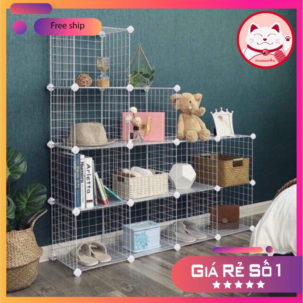 Tủ ghép lưới sắt thép đa năng ⚡𝐅𝐑𝐄𝐄𝐒𝐇𝐈𝐏⚡ khung lưới sắt ghép tủ hiện đại để sách, decor, trưng bày, trang trí