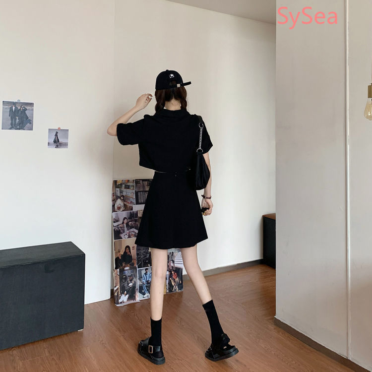 Bộ Áo Sơ Mi Ngắn Tay + Chân Váy Chữ A Lưng Cao Xinh Xắn Dành Cho Nữ | BigBuy360 - bigbuy360.vn