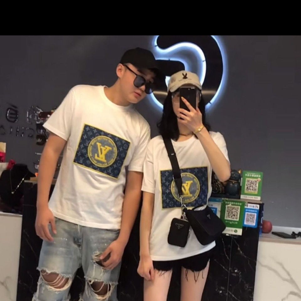 L Hàng Có Sẵn Áo Thun Cotton Trơn In Chữ Đơn Giản Có Nhãn Dán Và Nhãn Dán Hình Quảng Cáo Cho Nam Nữ