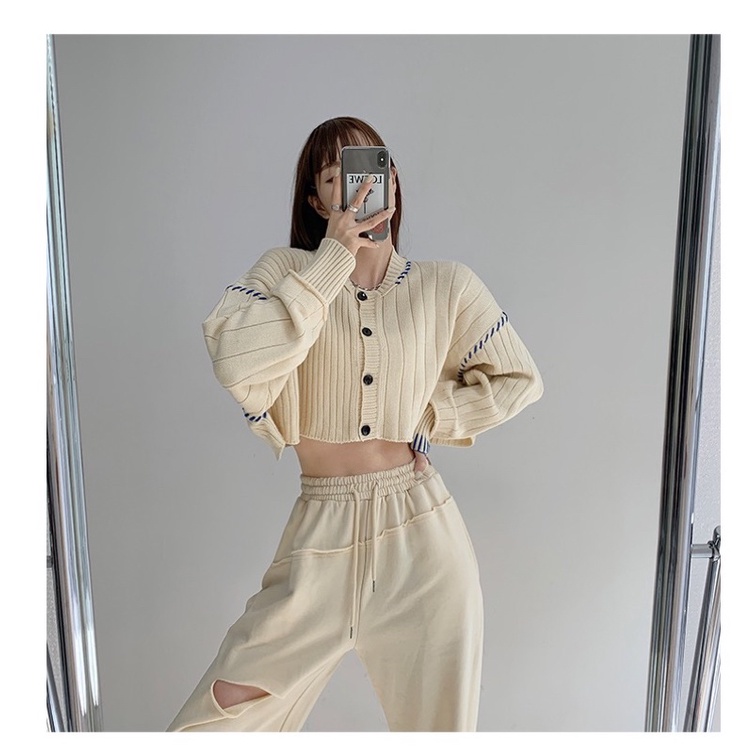 (3 màu) Áo cardigan croptop chỉ nổi Nannan studio