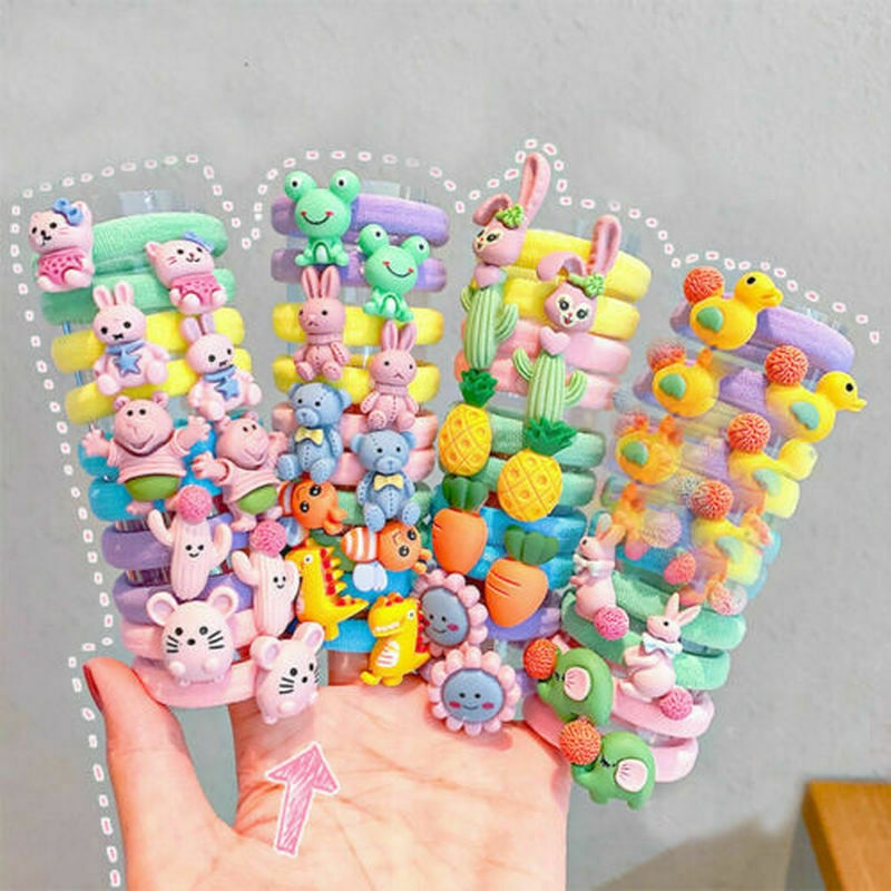 Set 10 dây cột tóc cao su Haimeikang co giãn họa tiết hoạt hình xinh xắn