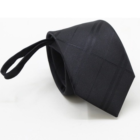 Cavat Nam 7cm thắt sẵn màu đen kẻ chéo thời trang, Calavat chú rể, Cà vạt công sở, Cravat dự tiệc