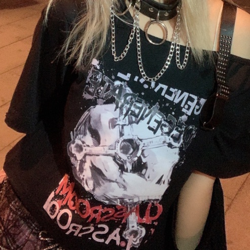 Áo Thun Nữ y2k Millennium Fallen Phong Cách Punk Millennium y2k