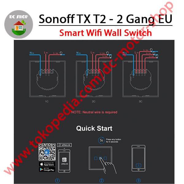 Công Tắc Cảm Ứng Sonoff Touch Eu T1 2 Gang Wifi Rf 433mhz - Tx T2 Eu 2gang