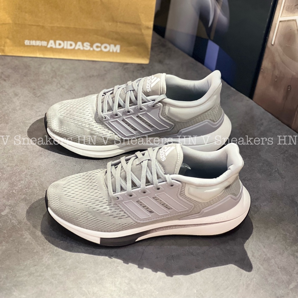Giày Thể Thao Nam Adidas Alphabounce EQ21 - Giày Thể Thao Chạy Bộ Xám Trắng Adidas Grey Bản Xịn, Êm Chân, Form Chuẩn