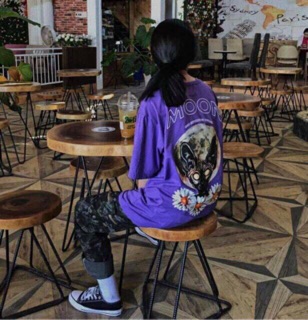 Áo Thun Form Rộng Dogs Moon Tím