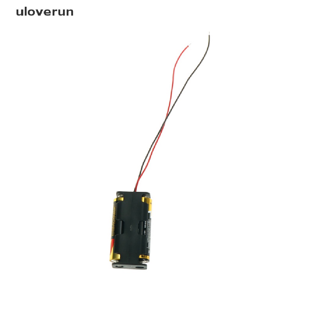 uloverun 1Pc Black Plastic Battery Holder Case w Wired for 2 x AA Batteries vn