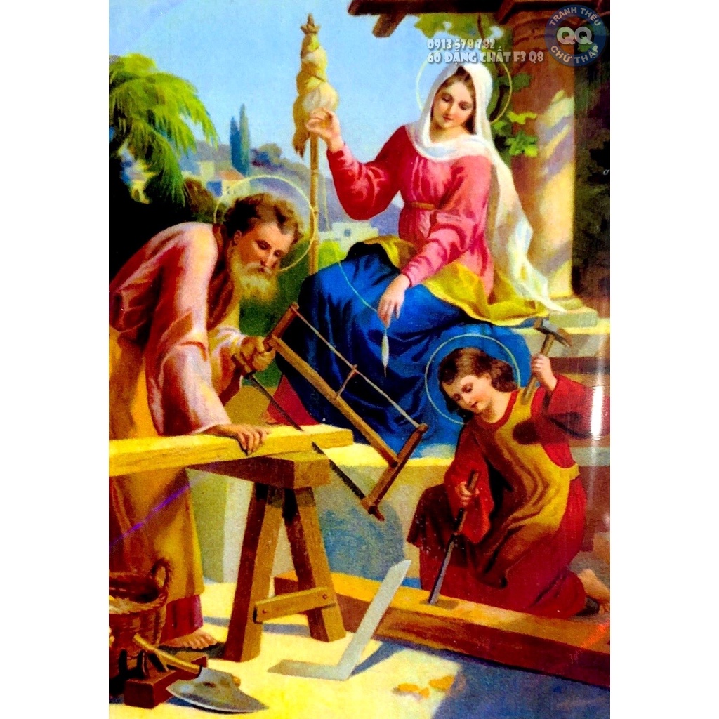 56x75cm TRANH ĐÁ GIA ĐÌNH THÁNH GIA CHƯA LÀM VS461