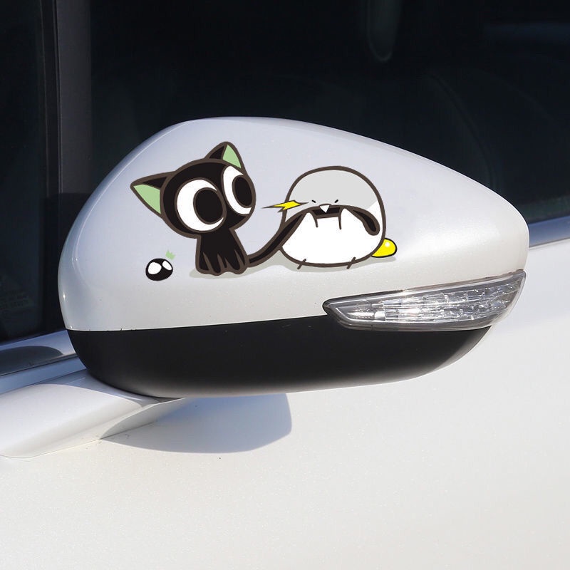 Miếng Dán Trang Trí Gương Chiếu Hậu Xe Hơi Chống Thấm Nước Họa Tiết Hoạt Hình Dễ Thương