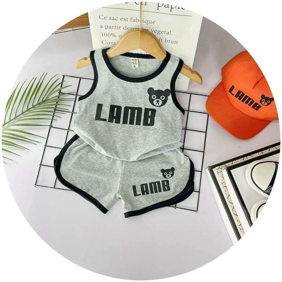 Bộ đồ cotton in chữ LAMB