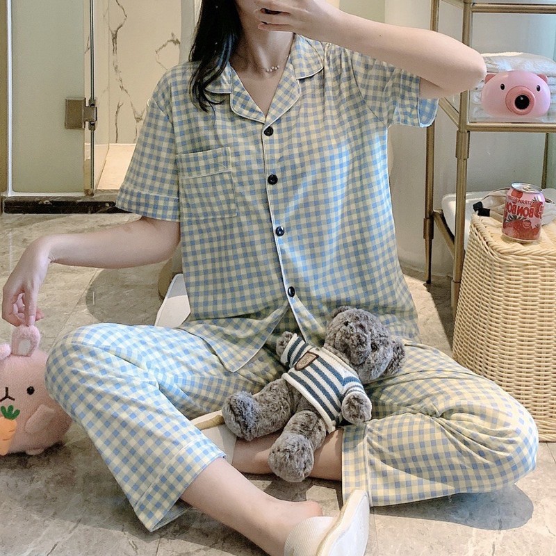 [Hàng Quảng Châu Cao Cấp] Bộ ngủ cộc tay mùa hè ở nhà, Pijama dễ thương