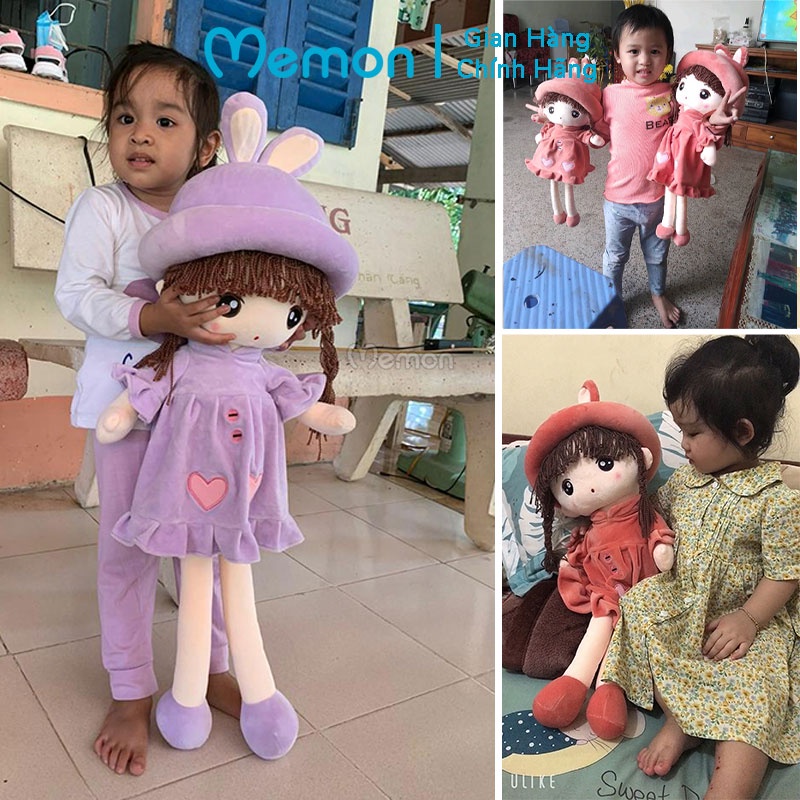 Gấu Bông Búp Bê Váy Tim Mũ Tai Thỏ Cho Bé Cao Cấp Memon