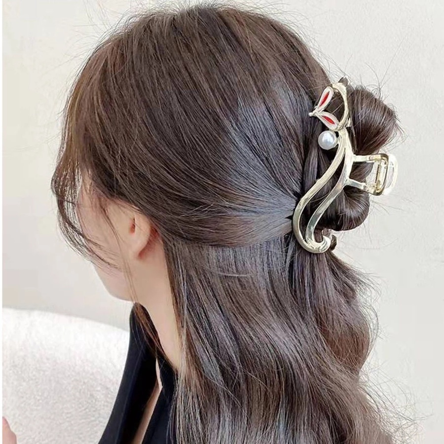 Kẹp Tóc Móng Vuốt Lớn Màu Vàng Kim Hình Cáo Cá Tính Thời Trang Hàn Quốc