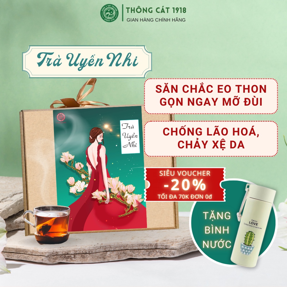 Trà túi lọc giảm cân Uyển Nhi - 30 ngày detox giảm mỡ bụng mỡ đùi, đẹp da trắng da, mờ thâm mụn -Trà thảo mộc Thông Cát