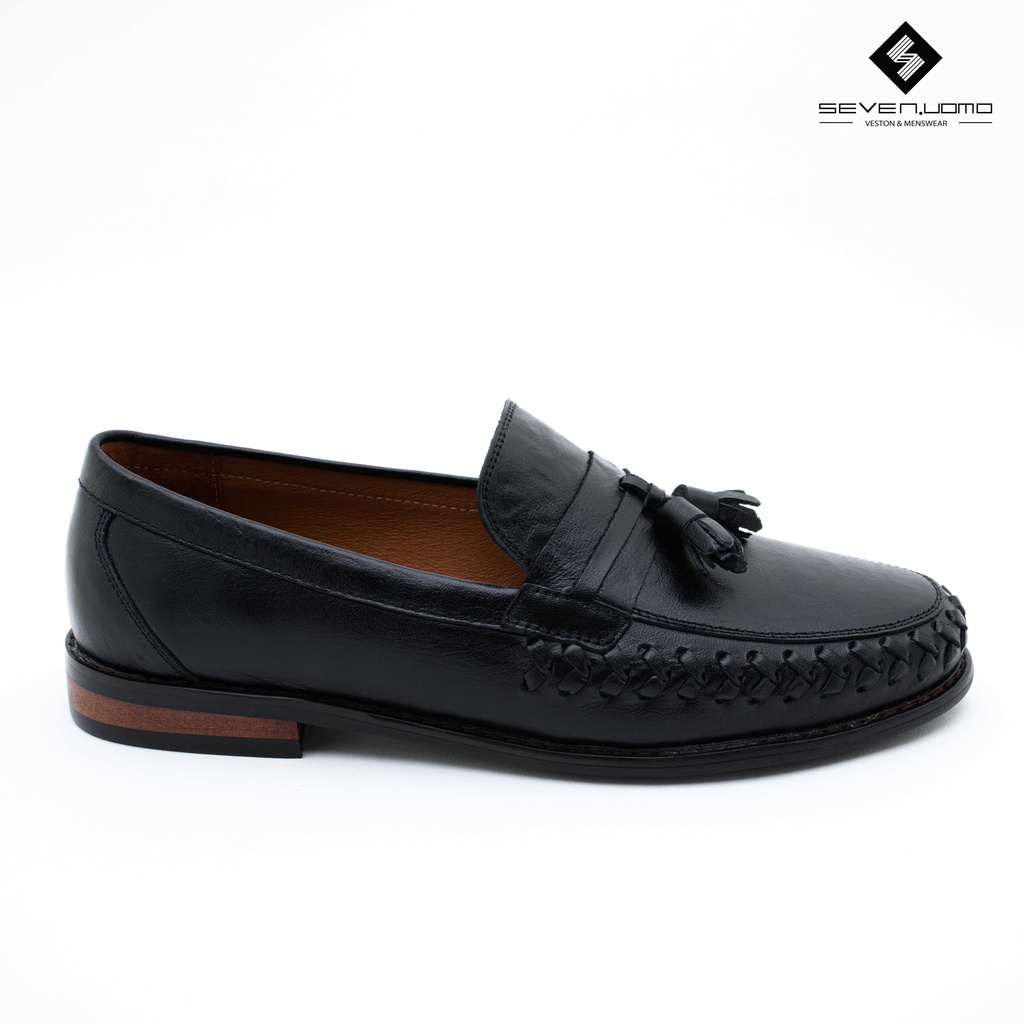 GIÀY DA NAM CÔNG SỞ CAO CẤP MÀU ĐEN THIẾT KẾ LOAFER (GIÀY LƯỜI) SEVEN UOMO GS-D98