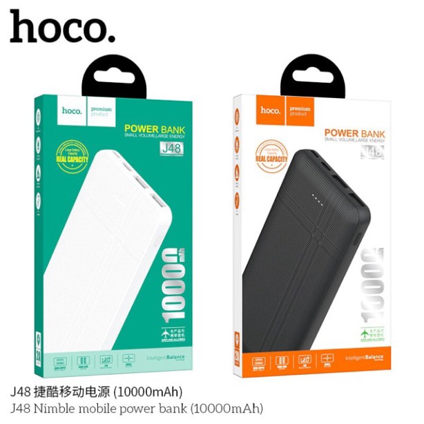 Sạc dự phòng hoco j48 dung lượng 10000 mAh - Sạc pin có 2 cổng USB nên cùng lúc nhiều thiết bị ♥️♥️