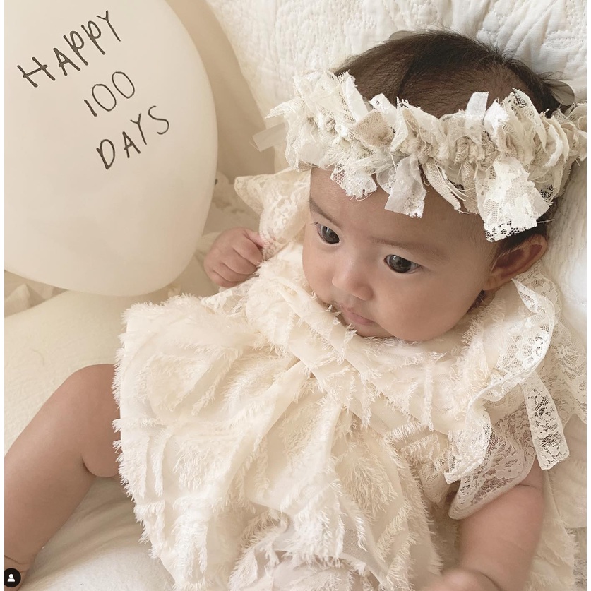 Set suit kèm mũ bonet thôi nôi Hàn Quốc dự tiệc cho bé gái made in Korea thời trang trẻ em BABYKOREA