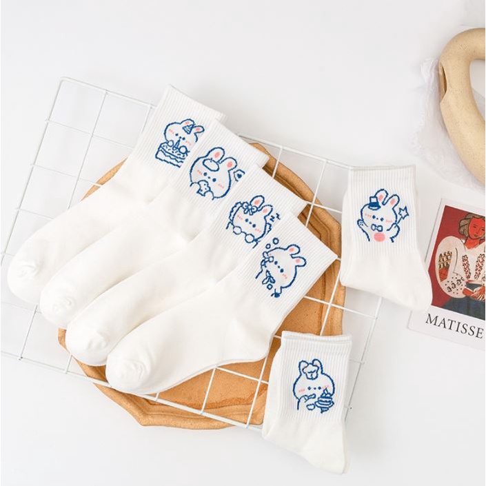 Set 6 Đôi Tất Vớ Nữ Cao Cổ Thỏ Tinh Nghịch Như Hình