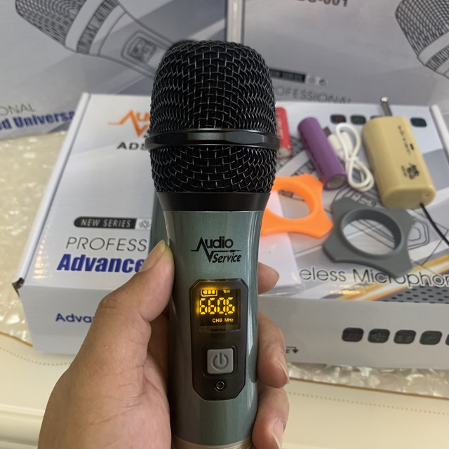 Micro không dây Audio Service ADS 001 (02 mic) hát nhẹ, tiếng ấm, siêu tiết kiệm pin