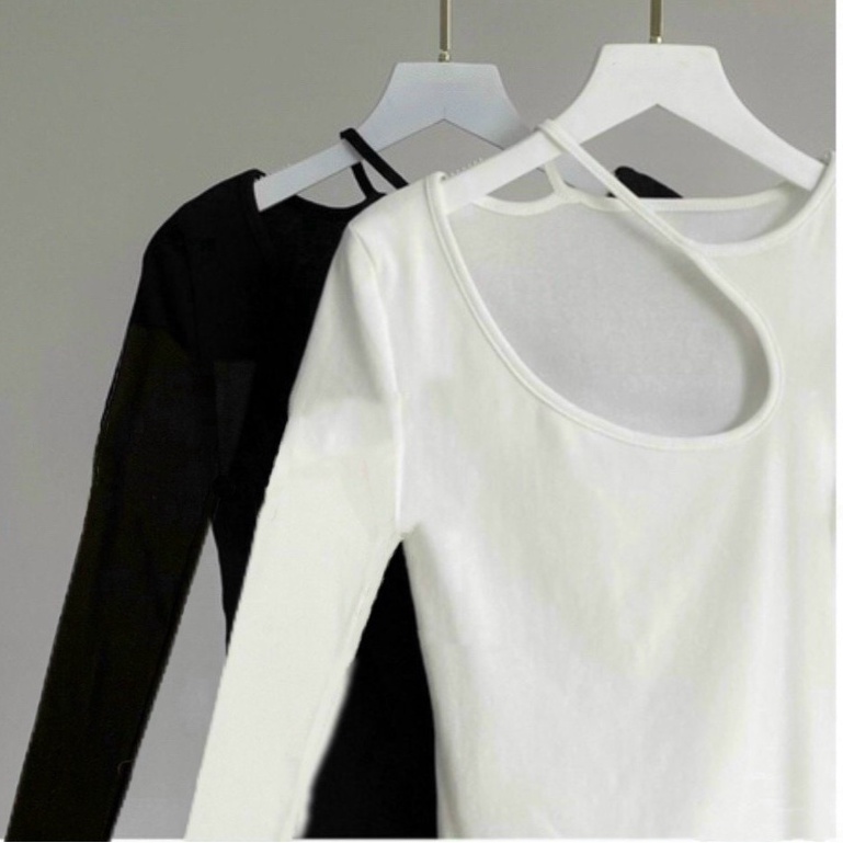 Áo khoét vai chất thun tăm co dãn tốt hai màu vanmiushop