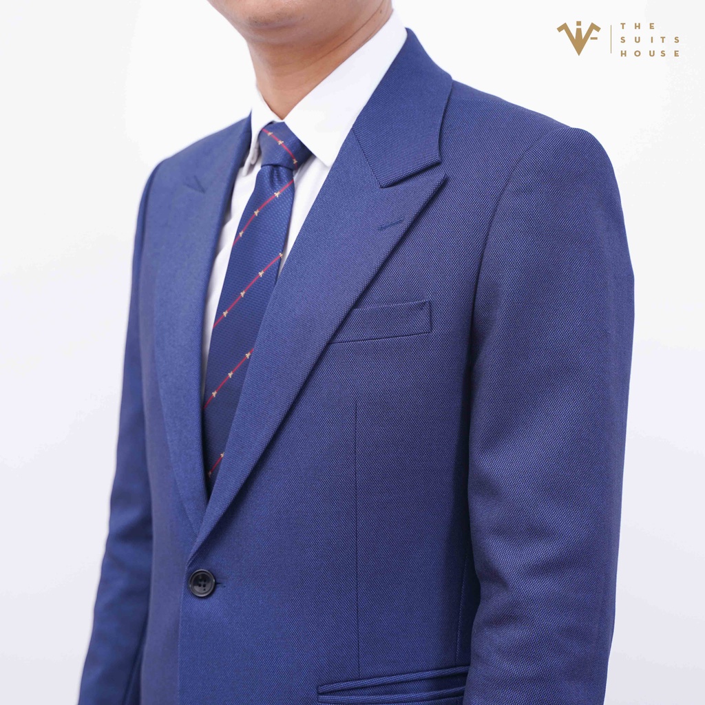 Vest nam áo suits blazer quần âu xanh navy vân chấm, form ôm, sartorial, vải WOOL - The Suits House