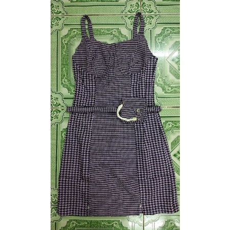 Đầm Váy Yêm Hai dây Caro nhỏ Kèm nịch và túi Hàng Hiệu