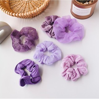 ( SIÊU XINH) Dây Cột Tóc Srunchies Nữ Xinh Xắn Màu Tím Mộng Mơ.