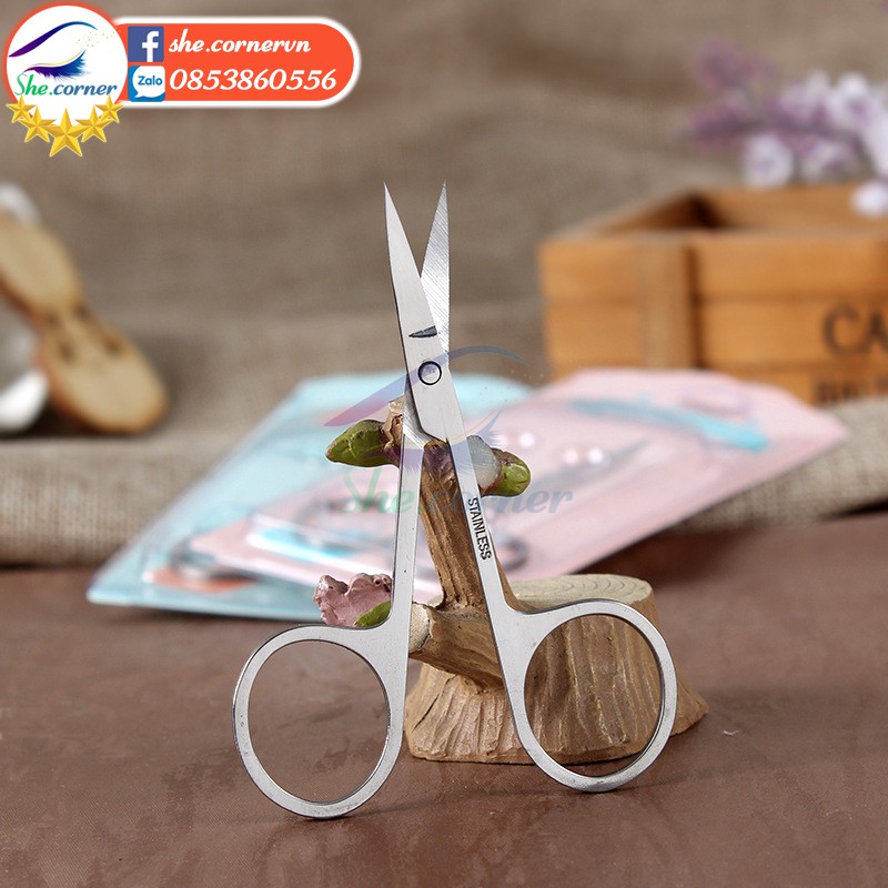 Kéo cắt tỉa lông mày, lông mi chuyên dụng Beauty Stainless Scissors KTC01 bằng thép không gỉ