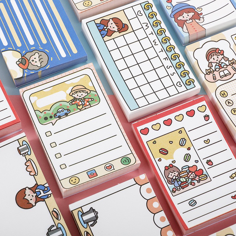 Set 100 Tờ Giấy Ghi Chú Kiểu Hoạt Hình Đáng Yêu