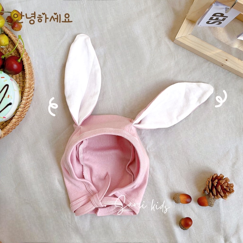 mũ tai thỏ cho bé cotton mềm mại 0-3t SAMIKIDS