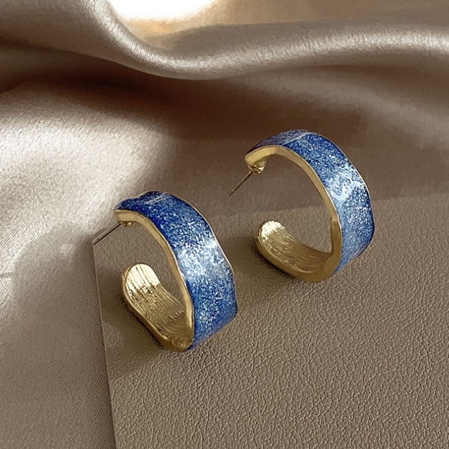 Bông Tai Mạ Bạc Hình Chữ C Phong Cách Retro 2023