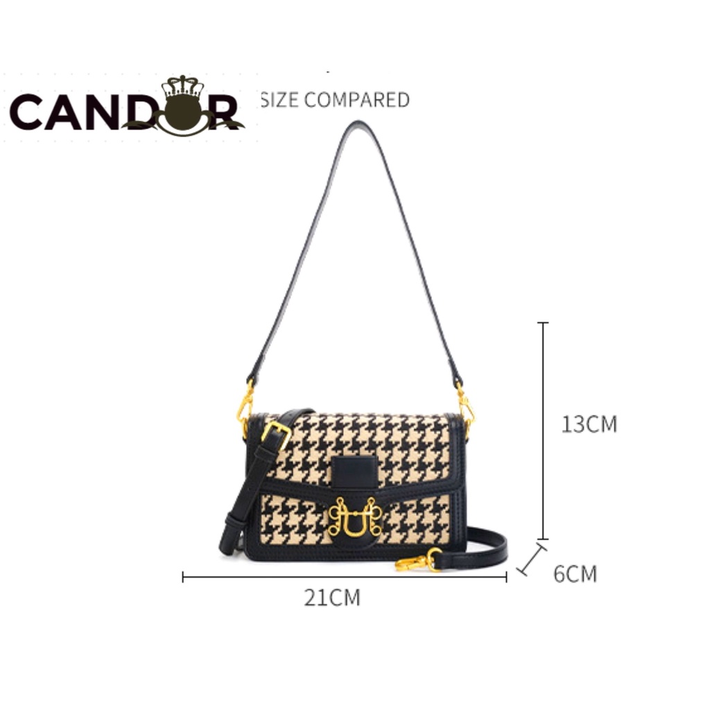 Túi xách nữ đeo chéo kẹp nách họa tiết nanh sói cao cấp B6