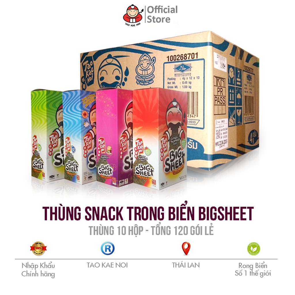 Snack Rong Biển Taokaenoi BIG SHEET Nhiều Vị